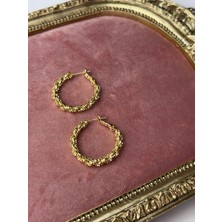 CM Jewelry Gold Renk Dokulu Halka Küpe