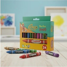 Cengo Kalın Mum Boya 24 Renk – Kalın Gövdeli Canlı Renkler Çocuk Boyama Seti