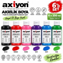 Axiyon Art Akrilik Boya 350 ml 6’lı Set – Su Bazlı Hobi ve Dekoratif Boya