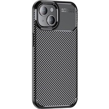 Happy Trend Apple iPhone 15 ile Uyumlu Kılıf Silikon Karbon Ince Esnek Lens Korumalı Tarz Mat Parmak Izi Bırakmayan Kapak Negro Siyah
