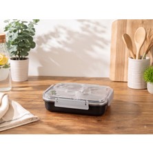 Arow Freshbox Paslanmaz Çelik 3 Bölmeli Yemek Kabı Siyah 600ML