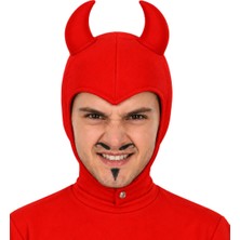 Kostüm Sarayı Şeytan Başlığı Yetişkin Boynuzlu Kırmızı