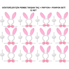 Alsa Endüstri Pembe Tavşan Kostüm Seti – Taç, Papyon, Ponpon (12’li Paket)