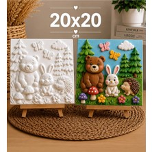 Eymen Hobi Tasarım Eymen Hobi Orman Hayvanları Boyama Seti (20X20 Cm) – 6'lı Boya ve Fırça Dahil