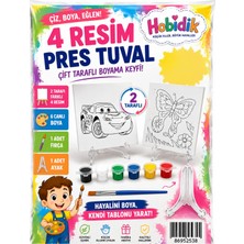 Eymen Hobi Tasarım Eymen Hobi 2 Adet Çift Taraflı Press Tuval 6 Lı Boya 1 Fırça 1 Çerçeve Ayağı Set