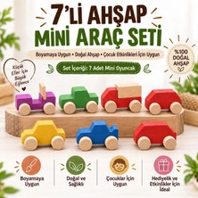 Eymen Hobi Tasarım Eymen Hobi 7’li Ahşap Mini Araç Oyuncak Seti – Boyalı Ahşap Araba ve Araçlar Çocuk Oyuncak Seti