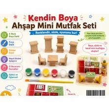 Eymen Hobi Tasarım Eymen Hobi Kendin Boya Ahşap Mini Mutfak Seti – Boya ve Fırça Dahil