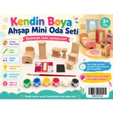 Eymen Hobi Tasarım Eymen Hobi Kendin Boya Ahşap Mini Yatak Odası Seti – Boya, Fırça ve Sticker Dahil