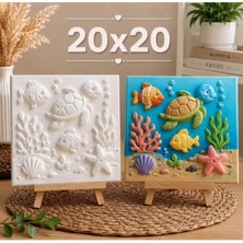 Eymen Hobi Tasarım Eymen Hobi Deniz Dünyası Boyama Seti (20X20 Cm) – 6'lı Boya ve Fırça Dahil