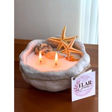 Elar Home Elar Handmade El Yapımı Papier Mâché Dekoratif Mumluk Kase – Deniz Kabuklu, Okyanus Kokulu Toz Mum