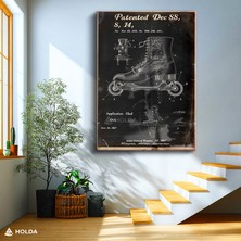 Holda Props Cam Tablo Paten Patent Çizimi Teknik Temalı Tablo Duvar Dekorasyonu