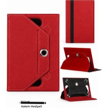 Fuchsia Universal 10 Inç Tablet Kılıfı 9 10 11 Inç Uyumlu 360 Derece Döner Pu Deri Standlı Kılıf