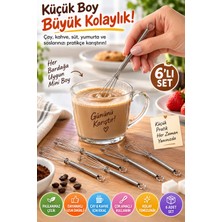 Open City 6'lı Mini Çırpıcı Seti 13 cm Paslanmaz Çelik Çay Kahve Yumurta Sos Karıştırıcı Yaylı Mutfak Çırpıcı