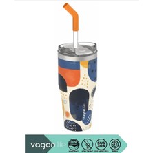 Senacacollection Vagonlife Desenli Pipetli 670 ml Paslanmaz Çelik Termos Vakumlu