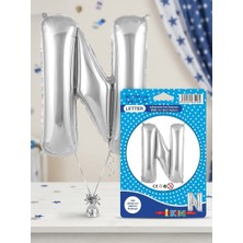 Belirtilmemiş 40" Gümüş (Silver) Harf Folyo Balon – N Harfi