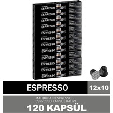 Mahbuba 120'li 12x Espresso Kapsül %100 Arabica Kahve (Nespresso Uyumlu Alüminyum)
