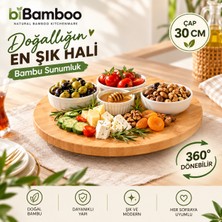 Sevora Home Sunumluk Bambu Döner 30 cm Pizza,peynir,pasta Tabağı