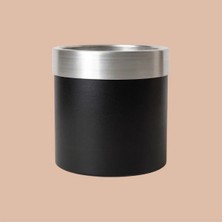 Erhan Flowers Aura Metallic Serisi Saksı - Minimalist Tasarım 30X30 cm (Siyah Gümüş)