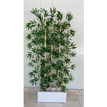 Erhan Flowers Bambu Seperatör 50 cm Saksılı Yapay Bambu Premium 190 cm 36-38 Yaprak 5 Dal