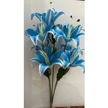 Erhan Flowers Mavi Lilyum 9 Çiçek 5 Dal 30CM (Saksısız)