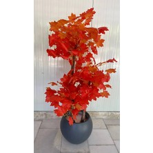 Erhan Flowers Yapay Çınar Ağacı - 3 Gövdeli Turuncu Yapraklı Küre Saksı 140 cm