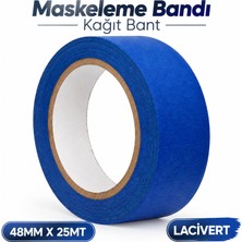 Badem10 Maskeleme Bandı Kağıt Bant 48MM x 25MT Lacivert Boya Bandı Dekorasyon Tamirat Koruma Bandı