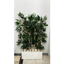 Erhan Flowers Bambu Seperatör 50 cm Saksılı Yapay Bambu Premium 150 cm 32-34 Yaprak 7 Dal