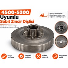Algaride 4500   5200 Motorlu Testere Uyumlu Sabit Zincir Dişlisi  15 mm Iç Çap 71 mm Dış Çap Metal Aktarma Dişlisi