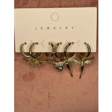 Solenya Gold Renk 6'lı Set Küpe