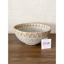 Elar Home El Yapımı Papier Mâché Dekoratif Kase – Örgü Dokulu, Rustik Boho Dekor (21X9 Cm)