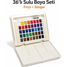 Cengo 36' Lı Sulu Boya Seti – Fırça ve Çift Süngerli, Taşınabilir Kapaklı Boyama Seti Premium