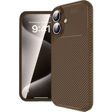 Umut Tekno Uryport Apple iPhone 16 Kılıf Auto Focus Karbon Kapak - Kahverengi