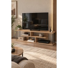 Sulorahome Ceviz Desenli 140 cm Tv Ünitesi ve Raf Sistemli Televizyon Sehpası