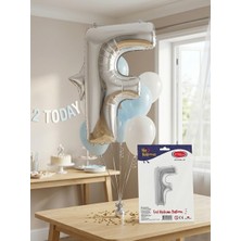 He2 Balloons Gümüş F Harfi Folyo Balon (102 cm / 40") - Helyum & Hava Uyumlu