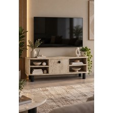 Sulorahome Ekru Traverten Desenli Suntalam Tv Sehpası 136 cm