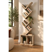 Sulorahome Yaprak Tasarımlı Eğimli Kitaplık Ekru