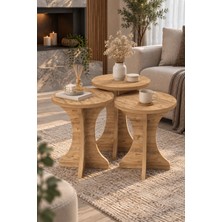 Sulorahome Mantar Zigon Sehpa Takımı Çam Kahverengi