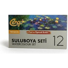Cengo 12’li Sulu Boya Seti – Fırça ve Çift Süngerli, Taşınabilir Kapaklı Boyama Seti