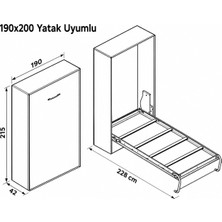 Dizaynaks Katlanır Duvar Yatak Mekanizması 180X200 Dikey Açılır Mekanizma Takım