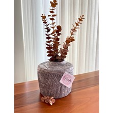 Elar Home El Yapımı Papier Mâché Dekoratif Vazo – Dokulu Gri Boho Dekor 20X15 cm