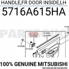 TŞT Mitsubishi L200 2015-2019 Kapı Kolu Iç Sol Nikelaj (Oem No: 5716A615HA)