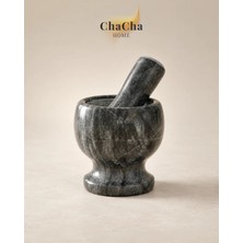 ChaCha Home Mermer Havan Tokmak Seti Doğal Taş Baharat Öğütücü 10,5 cm - Siyah