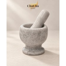 ChaCha Home Mermer Havan Tokmak Seti Doğal Taş Baharat Öğütücü 10,5 cm - Beyaz