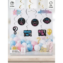 My Paper Craft Cinsiyet Partisi Tavan Süsü 6'lı Set - Erkek Mi Kız Mı? Çift Taraflı Sarkıt Döner Süs - Boy Or Girl Parti Süsleri