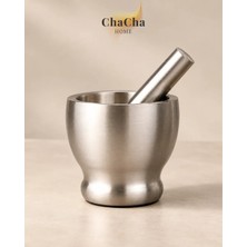 ChaCha Home 304 Paslanmaz Çelik Havan Tokmak Seti 10 cm Kaydırmaz Taban Baharat Öğütücü Sarımsak Ezici