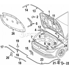 Volkswagen Golf 8 2021-2024 Kaput Menteşesi Sağ (Tyg) (Oem No: 5H0823302)