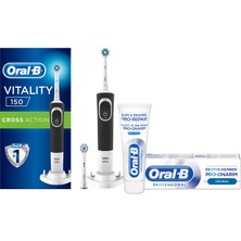 Oral-B D150 Şarjlı Diş Fırçası + 1 Yedek Başlık Orta Sertlikte Fırça Kılı Pro Onarım Diş Macunu 50 ml
