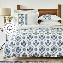 Karaca Home Vivane Mavi Desenli Çift Kişilik Nevresim Takımı 200 x 220 cm %100 Pamuk