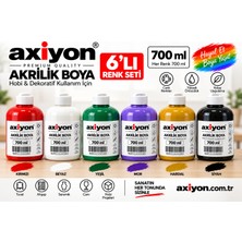 Axiyon Art Akrilik Boya 700 ml 6’lı Set – Su Bazlı Hobi ve Dekoratif Boya