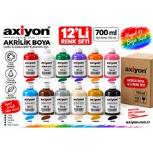 Axiyon Art Akrilik Boya 700 ml 12’li Set – Su Bazlı Hobi ve Dekoratif Boya